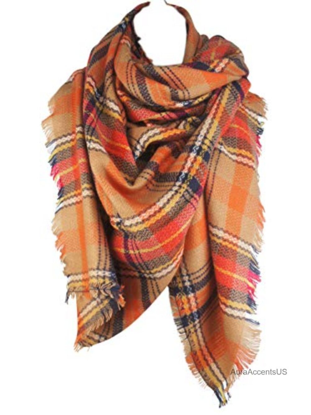 Plaid Blanket Scarf for Women Oversized Shawl Wrap 100% Acrylic Fall Winter